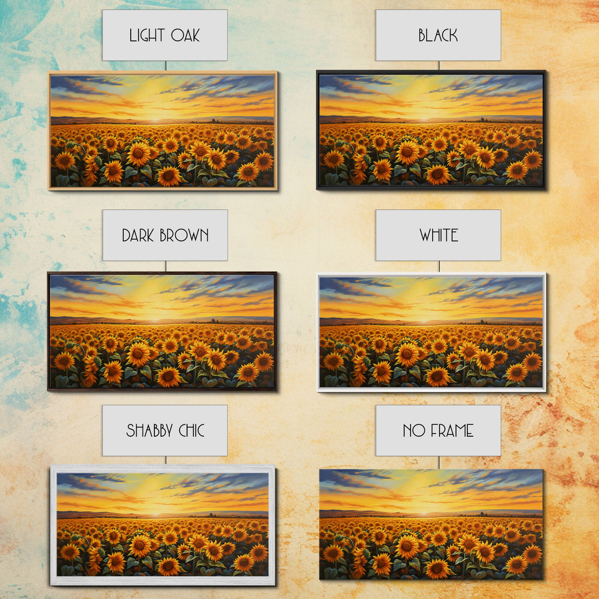 Sunflowers Wall Art, Sunset Wall Art, Yellow Flower Art, Field Of Flowers, Panoramic Art, Wall Art, Canvas Art, Landscape Art, Country Decor