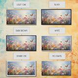 Butterflies Wall Art, Wildflower Meadow, Panoramic Art, Wall Art, Canvas Art, Landscape Art, Spring Meadow Print, Wife Gift, Boho Wall Art