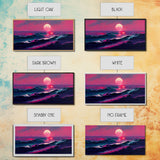 Synth wave sunset, ocean painting canvas print, outrun style, sun set art, wall decor, Made in Texas, ocean sunset, beach vaporwave