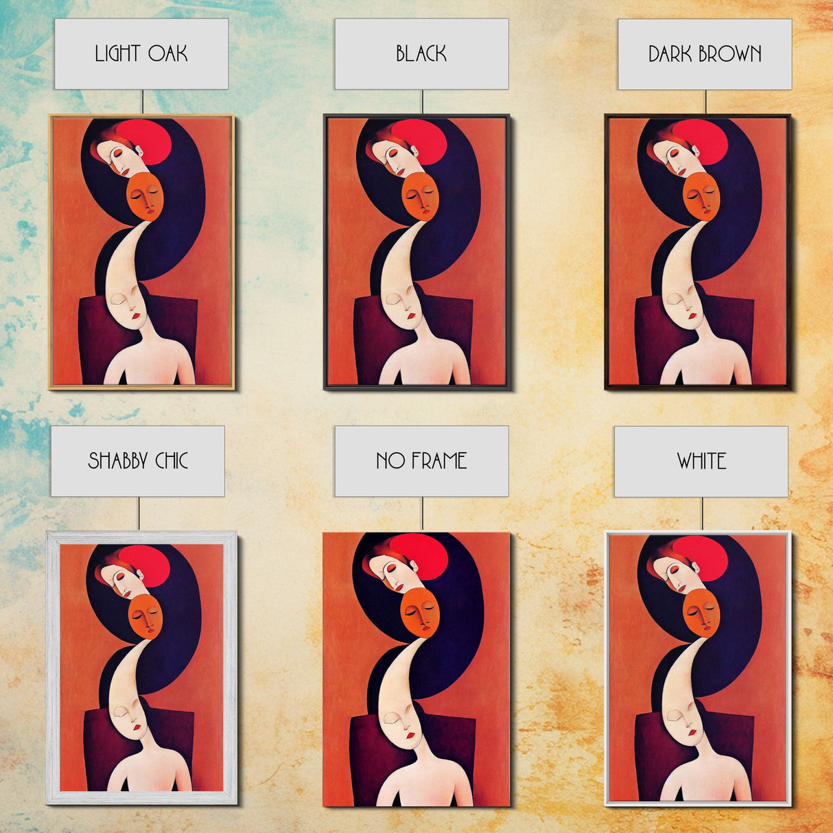 Dreaming Of You Cubism Woman Faces Abstract Fine Art Print, Wall Art Print, Wall Poster