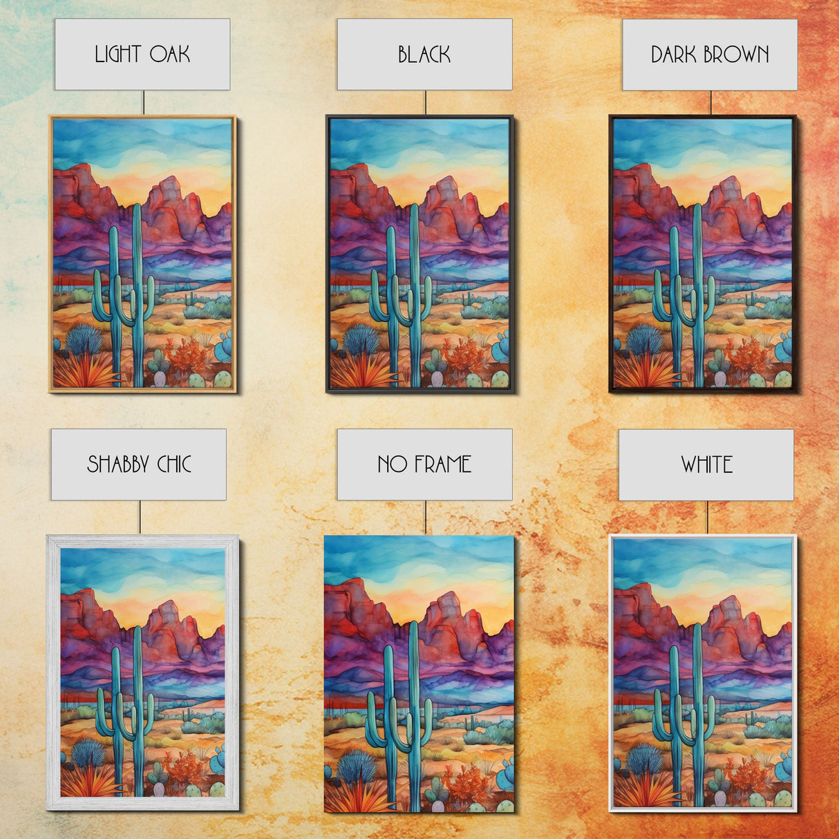 Southwestern Room Decor, Retro Desert Art, Set Of 3, Framed Canvas Prints, Wall Decor, Nursery Decor, Living Room Decor, Home Decor