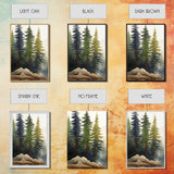 3 Panel Framed Canvas Print Wall Art Set of 3 Emerald Green Mountain Forest Lake Landscape Minimalist Modern Art Nature Wall Decor Pine Tree