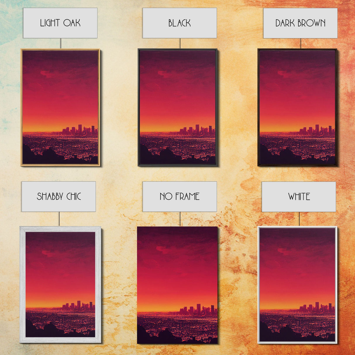 Los Angeles on Fire, Wildfire Art, Abstract City Skyline, 3 piece wall art, 3 piece canvas print