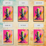 Pop Art Mexico Cactus Art, Synthwave Pink Art, Framed Canvas Print, Southwest Saguaro Cactus Succulent Art, Western Decor