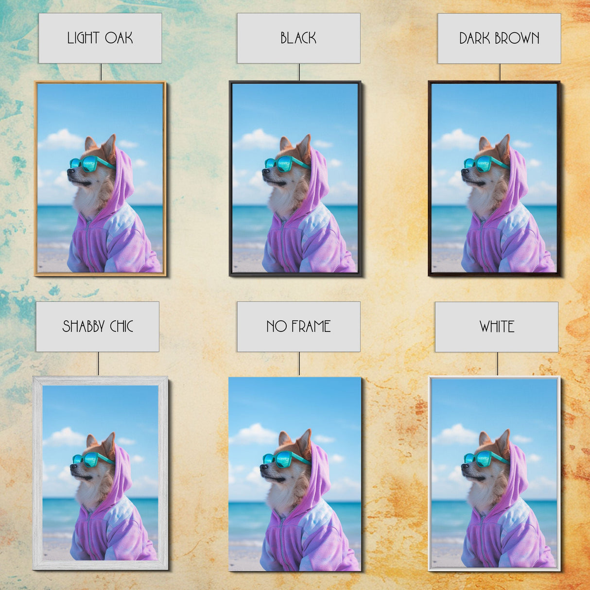 Corgi In Purple Hoodie Sunglasses Wall Print, Beach Art, Dog Print, Dog Portrait, Framed Wall Art, Framed Canvas, Wall Print, Wall Canvas