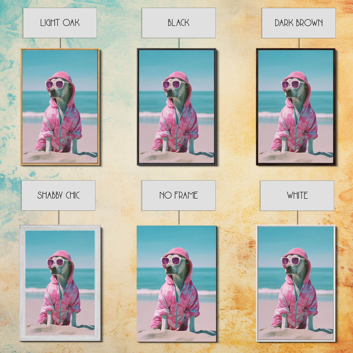 Labrador In Pink Hoodie Sunglasses Wall Print, Beach Art, Dog Print, Dog Portrait, Framed Wall Art, Framed Canvas, Wall Print, Wall Canvas