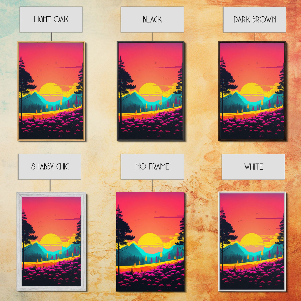 Retro Synthwave Style 80s Vibes Art, 3 Panel Canvas, Triptych Art, Framed Canvas Prints, Sunset, Pink Hues, Pastel Art, Vaporwave Decor