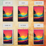 Retro Synthwave Style 80s Vibes Art, 3 Panel Canvas, Triptych Art, Framed Canvas Prints, Sunset, Pink Hues, Pastel Art, Vaporwave Decor