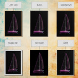 Synthwave Sail Boat Wall Decor, Ocean Art Print, 3D Art, Purple, Minimalist Print, Wall Decor, Canvas Print, Wall Art, Framed Canvas