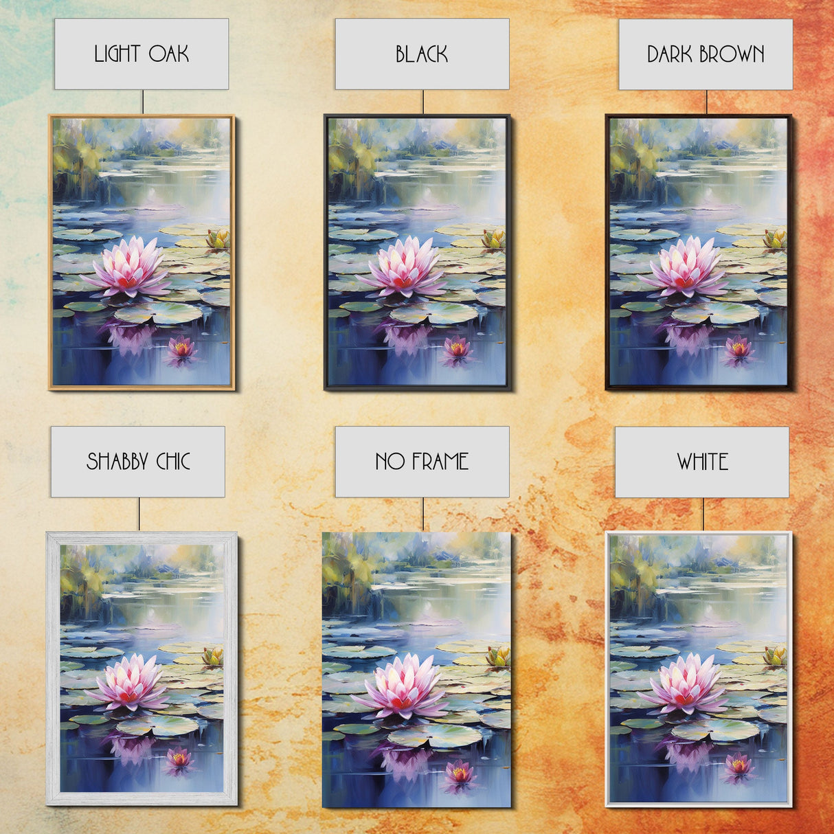 Lake Wall Art, Water Lily Art, Lotus Wall Print, Canvas Print, Wall Art, 3 Piece Wall Art, Home Wall Decor, Country Home Decor, Ranch Decor