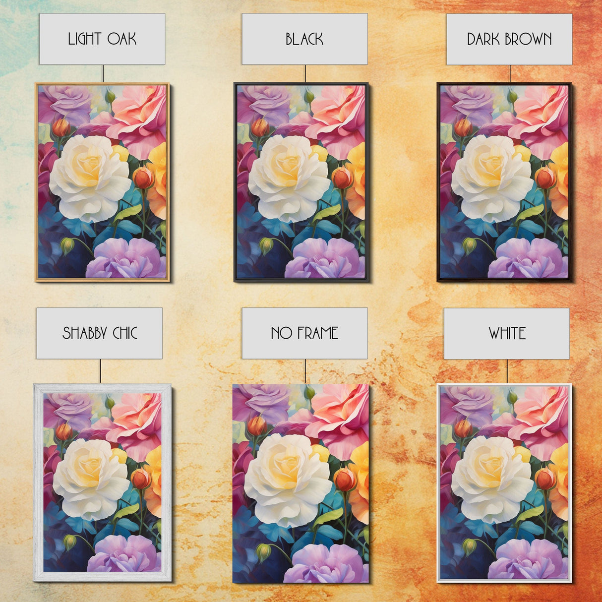 Beautiful Rose Art, Framed Canvas Print, Floral Art, Botanical  Decor, Blue and Yellow Roses, 3 Piece Art Set