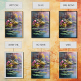 The Lilly Pads, Framed Canvas Prints, 3 Piece Art, Beautiful Pond Painting, Centerpiece Art, Nature / Landscape Painting