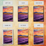 Purple Lavender Fields, 3 Piece Wall Art, Framed Canvas Print, Beautiful Original Landscape Painting, Sunset Painting, Farmhouse Decor