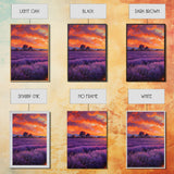 Purple Lavender Fields, 3 Piece Wall Art, Framed Canvas Print, Beautiful Original Landscape Painting, Sunset Painting, Farmhouse Decor