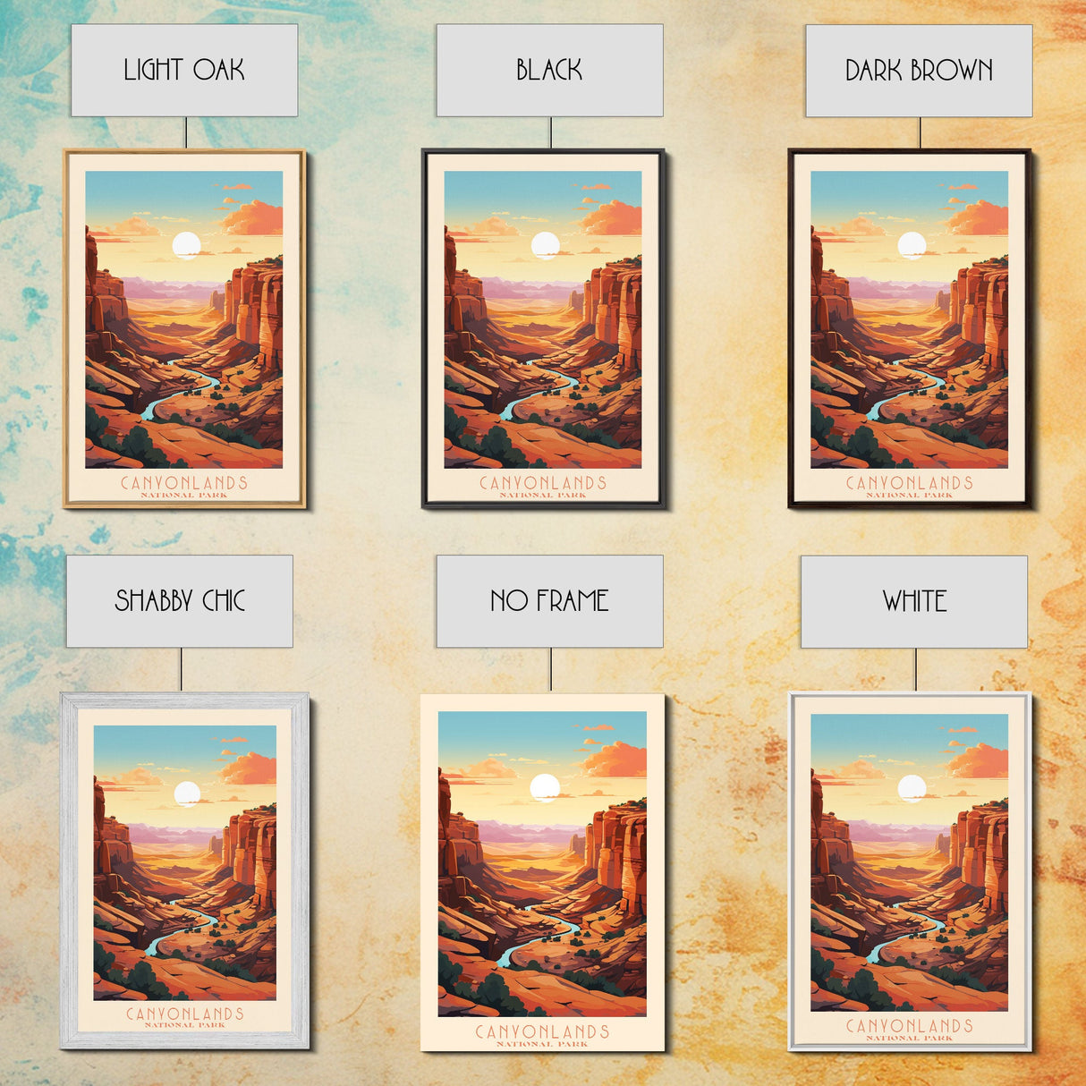 Canyonlands National Park Travel Poster Print, Canvas Print Wall Art, Utah Travel Art, Midcentury Modern Travel Decor