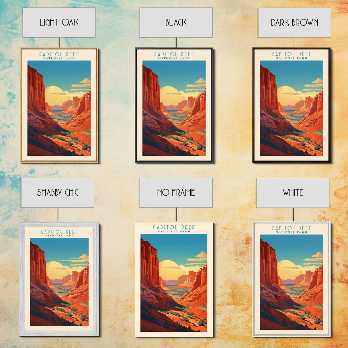 Capital Reef National Park Travel Poster Print, Canvas Print Wall Art, Utah Travel Art, Midcentury Modern Travel Decor