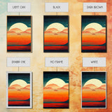 Retro Japanese Style Sunset Art, A Storm Torrent, 3 Piece Wall Art, Ready To Hang Canvas Print