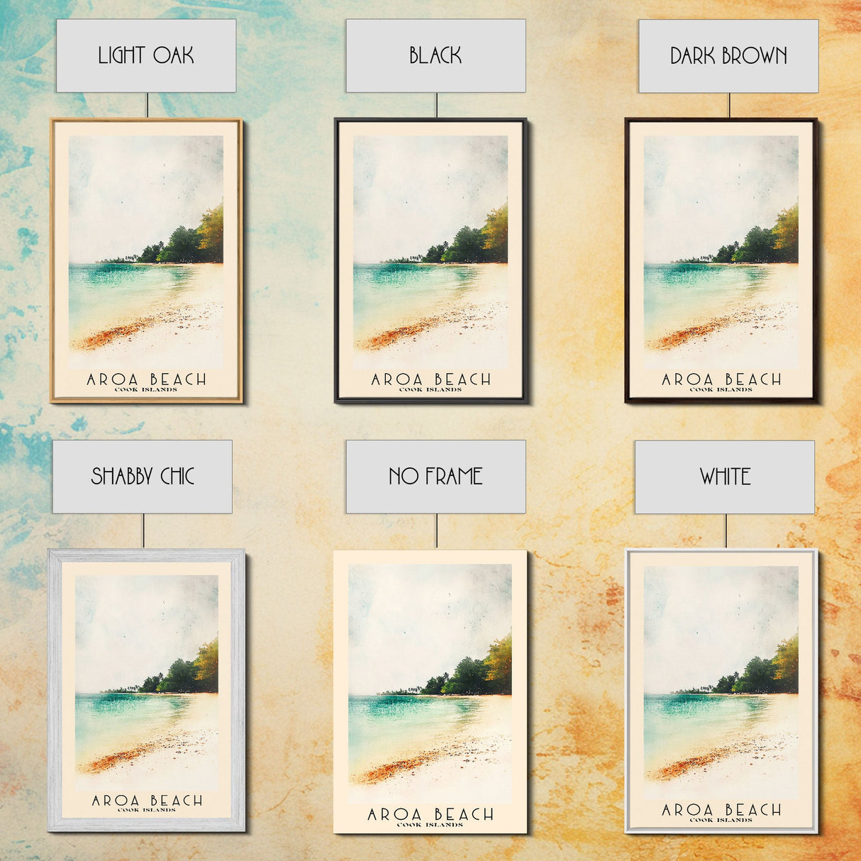 Aroa Beach, Cook Islands Watercolor Print, Vacation Gift, Cook Islands Wall Art, Beach Painting, Beach Decor, Large Wall Art, Wood Frame Art