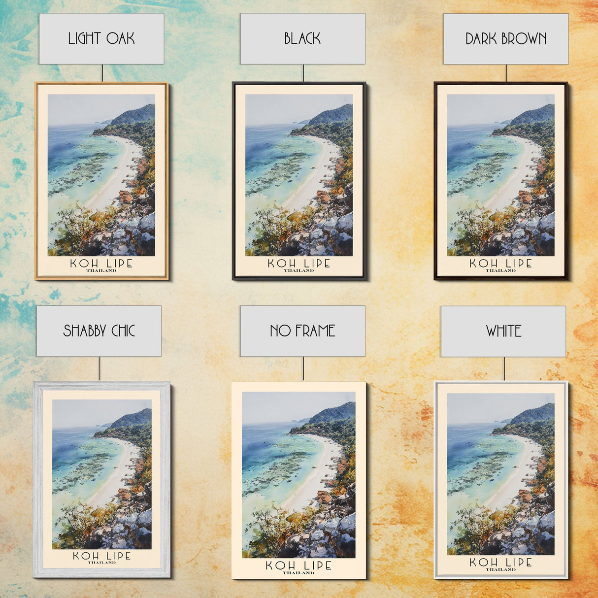 Koh Lipe, Thailand Watercolor Beach Print, Vacation Gift, Thailand Wall Art, Framed Canvas Print, Framed Beach Painting