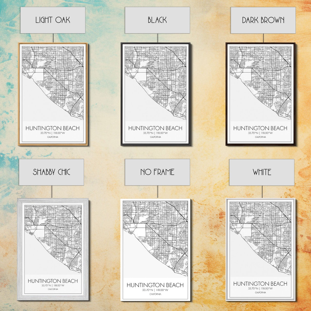 Huntington Beach Street Map, California Map, City Map Art, Minimalist Art, Wall Art, Canvas Print, Travel Print, Gift For Mom, Dorm Wall Art