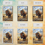 Majestic Bison in Mountain Landscape - Framed Canvas Print, Western Wildlife Art, Bison Wall Art for Rustic Home Decor