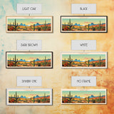 Saguaro National Park Panoramic Arizona Travel Art, National Park Print, Minimalist Travel Art, Midcentury Modern Style Landscape