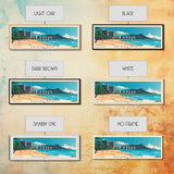 Waikiki Beach, Oahu Panoramic Beach Print, Vacation Gift, Oahu Wall Art, Beach Painting, Beach Decor, Beach Painting