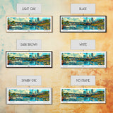 Cleveland Ohio Panoramic Wall Art Framed Canvas Print, Mid Century Modern Art, Pop Art Style, Travel Poster, Home Decor, Retro Style