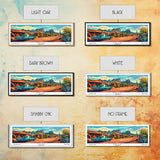 Mesa Arizona Panoramic Painting, Mid Century Modern Framed Canvas Print, Retro Style Wall Art, Pop Art Travel Poster