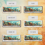 New York New York Panoramic Framed Canvas Print, Retro Style Wall Art, Mid Century Modern Home Decor, Pop Art Travel Poster