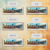 Newark New Jersey Panoramic Painting, Retro Style Framed Canvas Print, Mid Century Modern Wall Art, Pop Art Travel Poster