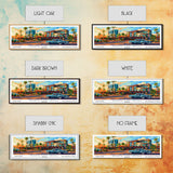 North Las Vegas Nevada Panoramic Painting, Mid Century Modern Framed Canvas Print, Pop Art Wall Hanging, Retro Travel Poster