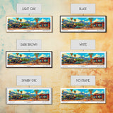 Phoenix Arizona Panoramic Framed Canvas Print, Mid Century Modern Wall Art, Pop Art Home Decor, Retro Style Travel Poster