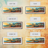 Virginia Beach Virginia Panoramic Wall Art, Mid Century Modern Framed Canvas Print, Retro Pop Art Travel Poster, Living Room Decor