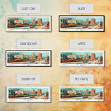 El Paso Texas Panoramic Wall Art, Retro Pop Art Framed Canvas Print, Mid Century Modern Travel Poster, Living Room Decor, Office Wall Art