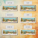 Mesa Arizona Panoramic Painting, Mid Century Modern Framed Canvas Print, Retro Pop Art Travel Poster, Office Wall Art