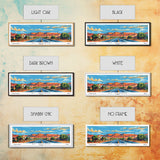 St. George Utah Panoramic Wall Art, Mid Century Modern Framed Canvas Print, Retro Pop Art Travel Poster, Office Wall Decor and Gift Idea