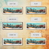 Phoenix Arizona Panoramic View, Mid Century Modern Framed Canvas Print, Retro Pop Art Travel Poster, Living Room Wall Decor