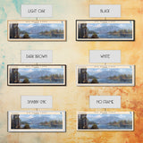 Big Bear Lake California Panoramic Framed Canvas Print, Lake House Decor, Scenic View, Travel Poster, Modern Art, Nature Wall Art