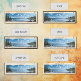 Cold Lake Framed Canvas Print, Lake House Art, Panoramic Wide Art, Travel Poster, Modern Lake Painting, Home Decor