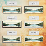 Donner Lake California Framed Canvas Print, Midcentury Modern Panoramic Wall Art, Bedroom Decor, Pop Art, Travel Poster Art, Scenic Nature Painting