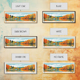 Lake Waramaug, Connecticut Panoramic Wall Art Framed Canvas Print, Midcentury Modern, Pop Art, Home Decor, Travel Poster, Living Room Art