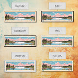 Leigh Lake, Wyoming Panoramic Wall Art Framed Canvas Print, Midcentury Modern, Pop Art, Home Decor, Travel Poster, Bedroom Art