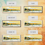 Long Lake, North Dakota Panoramic Wall Art Framed Canvas Print, Midcentury Modern, Pop Art, Home Decor, Travel Poster, Living Room Art