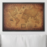 Push Pin World Map Pin Board - Golden Aged - Pins Included!