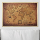 Push Pin World Map Pin Board - Golden Aged - Pins Included!