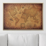 Push Pin World Map Pin Board - Golden Aged - Pins Included!