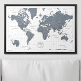 Push Pin World Map Pin Board - Dark Gray Color Splash - Pins Included!