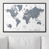 Push Pin World Map Pin Board - Dark Gray Color Splash - Pins Included!