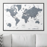 Push Pin World Map Pin Board - Dark Gray Color Splash - Pins Included!